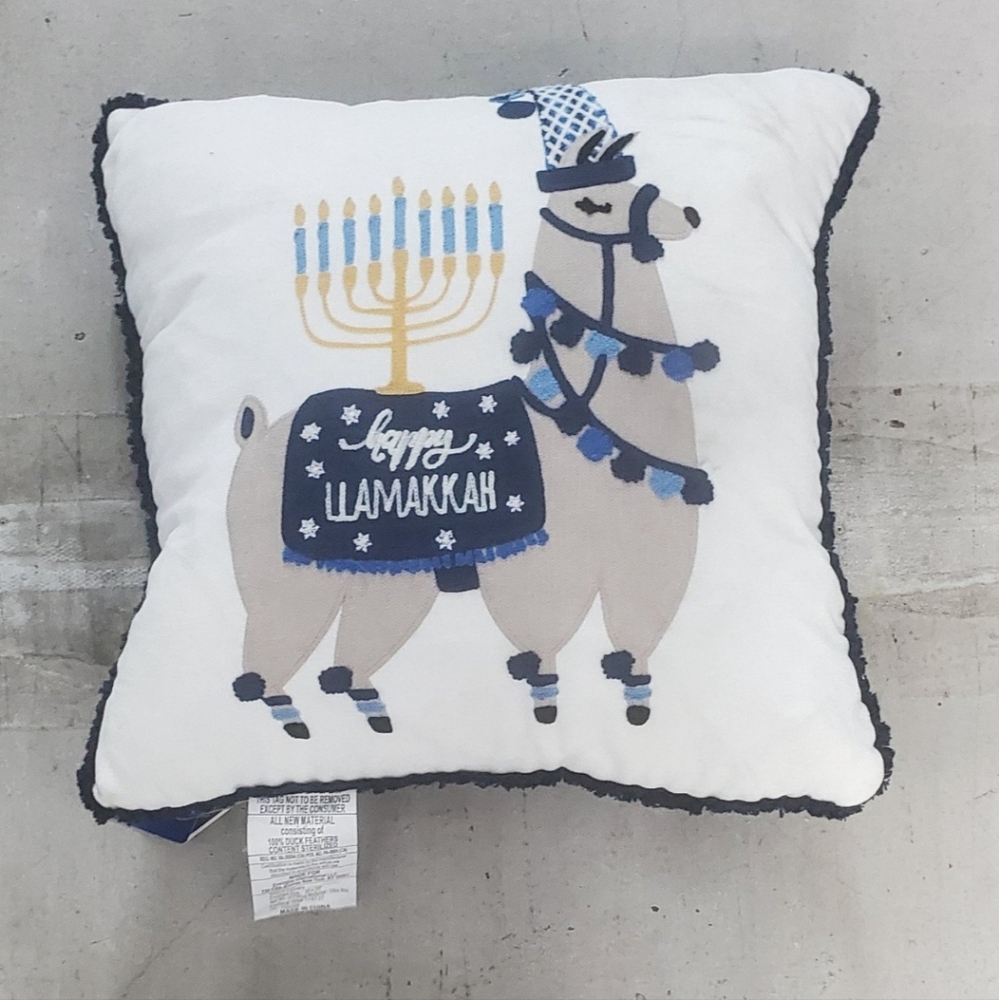 New Happy Llamakah Embroidered Duck Feather Pillow.